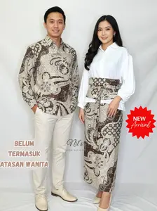 (BELUM TERMASUK ATASAN WANITA) Couple Kemeja Batik Lengan Panjang Pria dan Rok Lilit dan Obi Batik / Rok Lilit Obi Batik dan Kemeja Batik Pria Katun / Rok Lilit dan Obi dan Kemeja Batik Pria Kekinian