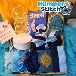 Hampers Stitch Kado Mukena Cewek / Hadiah Cewek Stitch Hijab Sajadah
