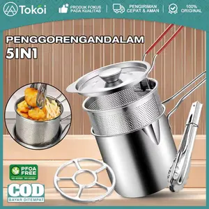 [GRATIS TATAKAN] 5 in 1 Mini Deep Fryer Panci Penggorengan Kentang Saringan Minyak dan Capitan Makanan Multifungsi Kitchenware