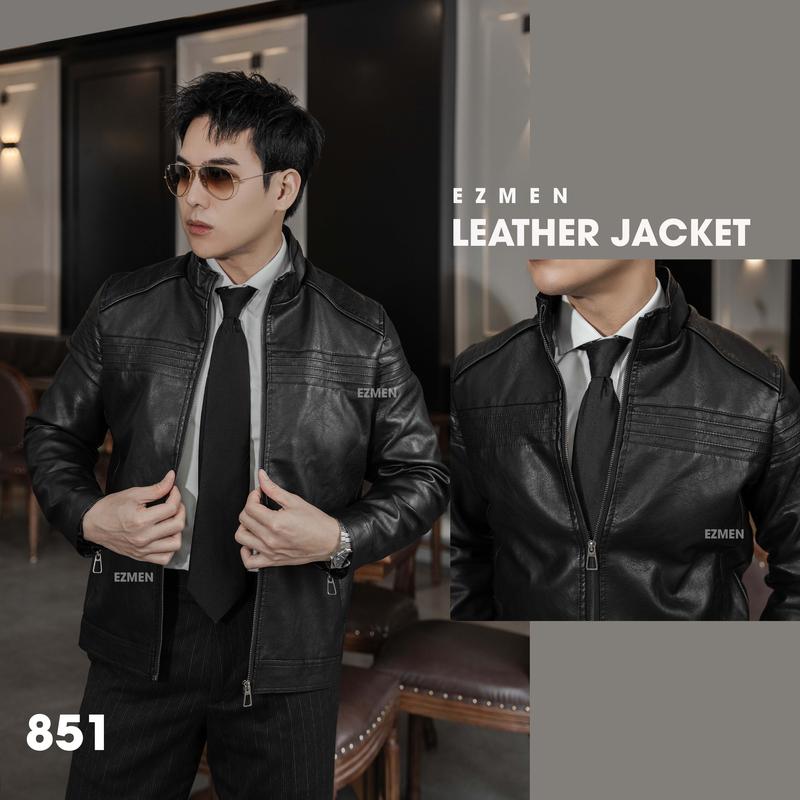 Áo Khoác Da Nam Luxury 851 Chất Liệu Cao Cấp Bên Trong Lót Nhung Ôm Vừa Vặn Bảo Hành 12 Tháng- Hùng áo da