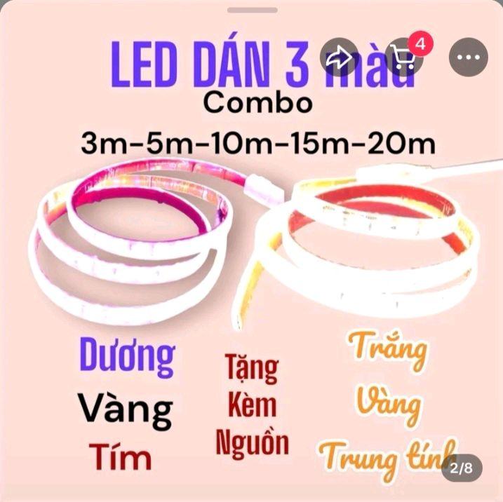 LED Dán 3 Màu điện 230v Combo 3m-5m-10m-15m-20m Dương Vàng Tím Trắng Vàng Trung…