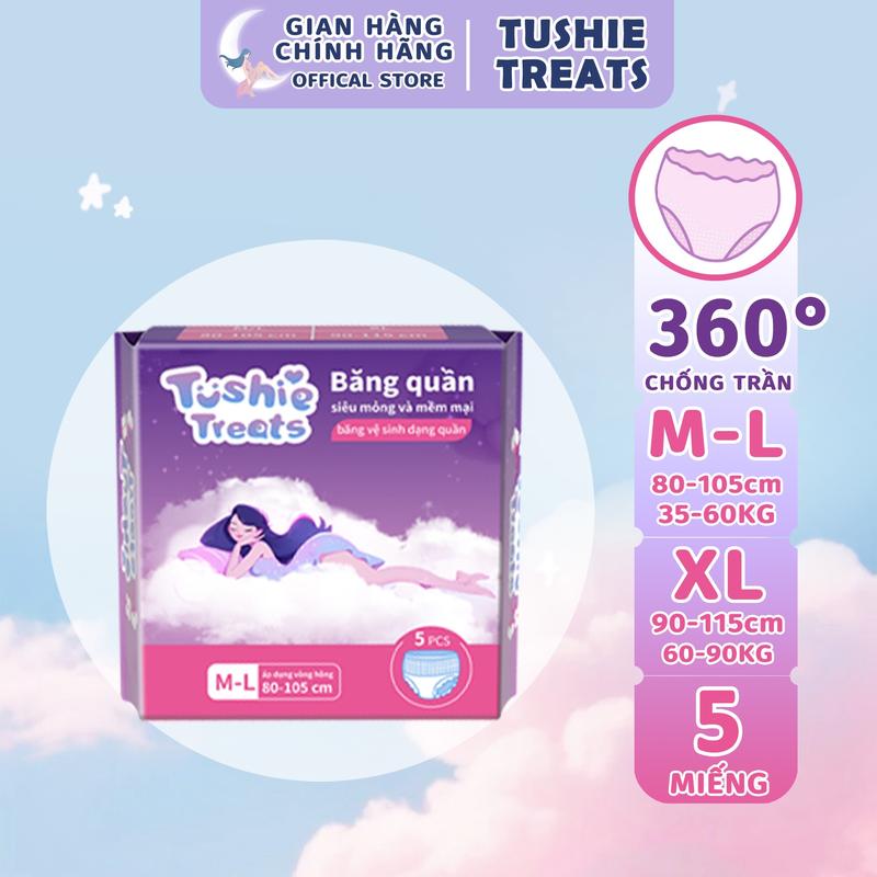   CHE TÊN SP  Băng vệ sinh dạng quần Tushie Treats Quần bvs êm mềm không cộm không lộ viền túi 5 quần  size M L XL  