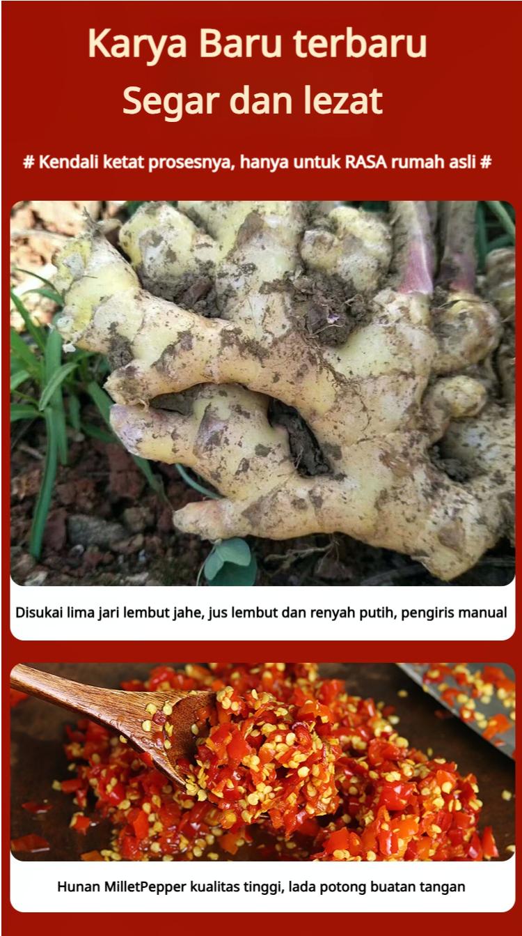 Acar sayuran dengan cabai cincang dan irisan jahe, jahe muda yang pedas dan lembut, baik untuk limpa dan lambung. Acar sayuran ini dapat disajikan dengan nasi, mi, atau sebagai lauk pendamping minuman.