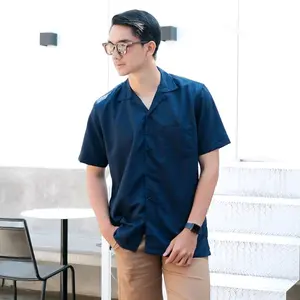 Kemeja Pria Lengan Pendek Polos Kerah Piyama Dewasa Katun