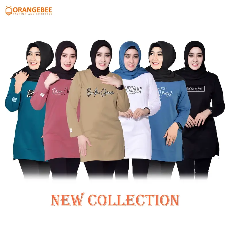 Tunik kaos Wanita - OrangeBee New Collection - Tunik Kaos - Tunik Muslimah - Tunik Kekinian - Tunik Kaos Muslimah 0