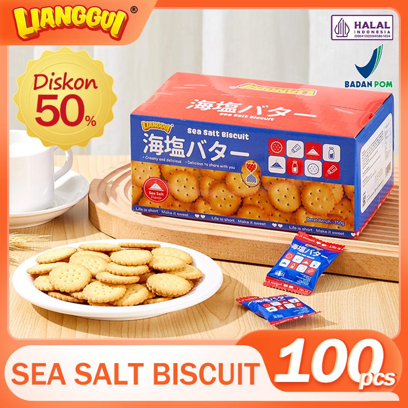 【HALAL】Lianggui 【Beli 50 pcs Gratis 50 pcs】Seasalt Biscuit Best Seller Enak Cemilan Pengganti Sarapan Kue Kering Renyah Gurih Cemilan Tepat Saat Buka Puasa! Cocok untuk Dinikmati Bersama Keluarga! Biskuit Makanan 1