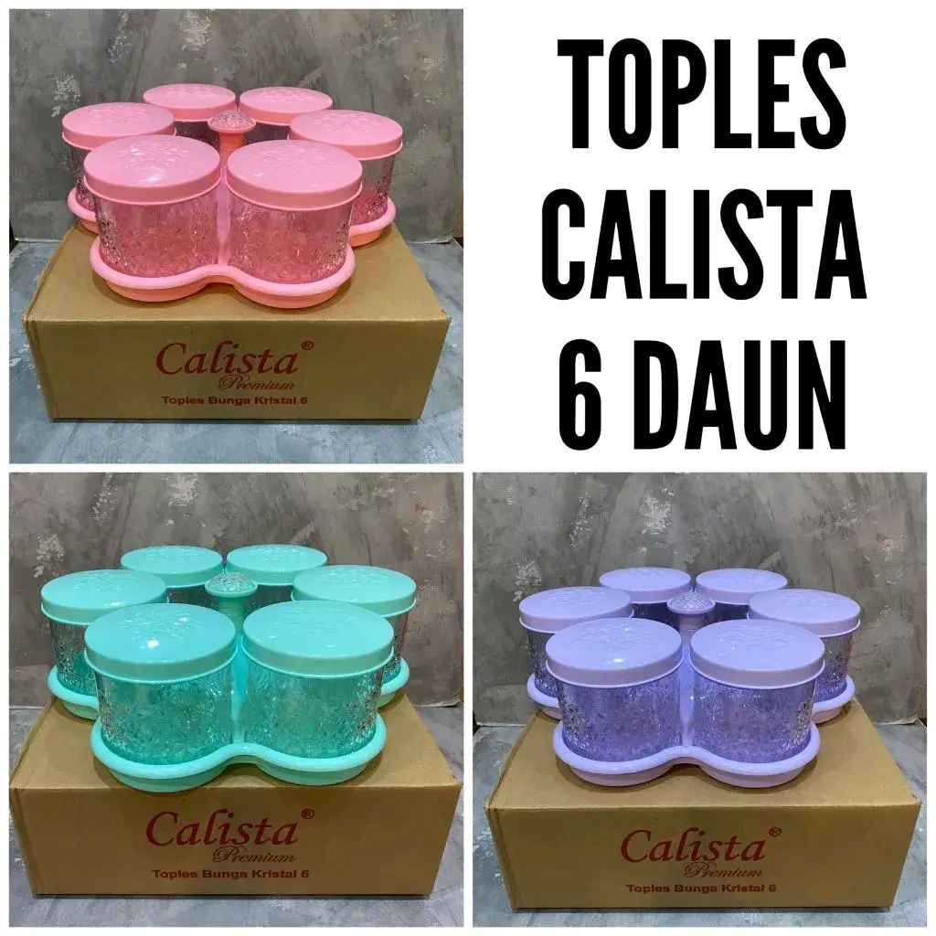 Toples Calista 3 5 6 Set Free Nampan / Toples Lebaran 6in1 - Toples Jajan Lebaran - Toples Calista Motif Daun Kristal