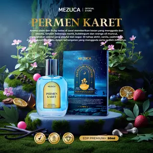 MEZUCA Parfum Permen Karet EDP Premium+ 50mL Wangi Tahan Lama Unisex Aroma Clove & Fruity Notes BPOM Approved Jam Pria Botol Manis Orange Mencerahkan Kuku Wajah Alis Toner