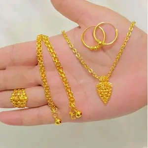 Satu set perhiasan wanita kalung Nuri ukir liontin anggur