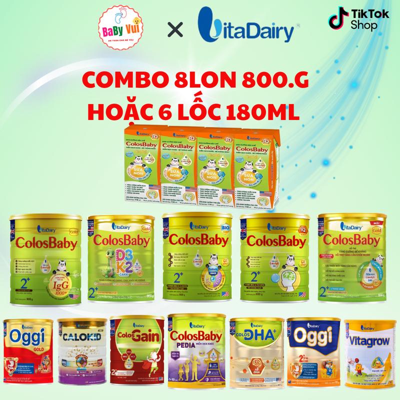 COMBO 8LON 800.G / 6 lốc SBPS 180ML sữa công thức tăng trưởng / pha sẵn các dòng sữa VitaDairy