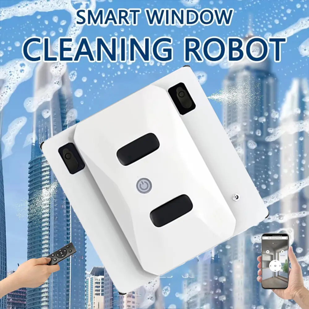 Purerobo W-S3S Smart Window Cleaning Robot: APP & Remote Control, Manual/Auto Bilateral Water Spray, Power Failure Protection