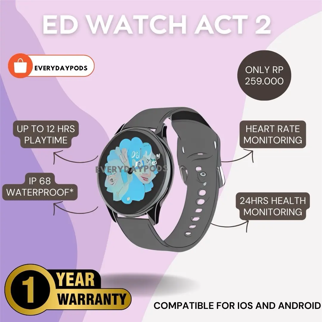 Watch Active 2 Bluetooth Smartwatch for IOS & Android - Full Touch Screen Phone Call IP68 Waterproof - for Sports Activity, Calories Count, Body Temperature - by EverydayPods