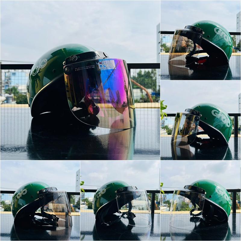  Nón Bảo Hiểm 1 2 Grad Chế Gắn Kính BoGo Nhiếu Màu Kính. 