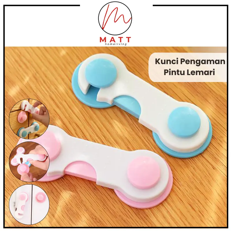 MATT Kunci Pengaman Pintu Lemari Kulkas Laci Serbaguna Safe Lock Bayi Biru