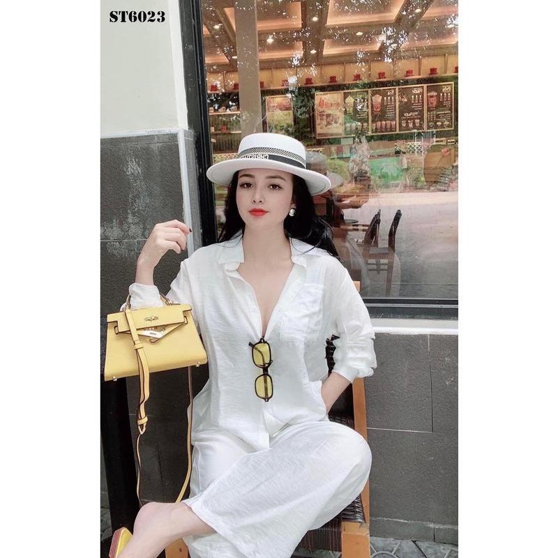 Set Bộ Nữ Áo dài Quần Dài ống suông Chất Đũi mềm mát bigsize 40-80kg, hàng đẹp may kỹ Women Ong Voi Sen