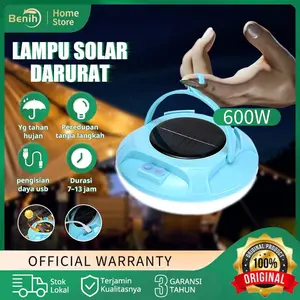 Lampu Emergency LED 600W Tenaga Surya dan USB Super Terang Tahan Air Gantung Portabel Cocok untuk Camping dan Outdoor
