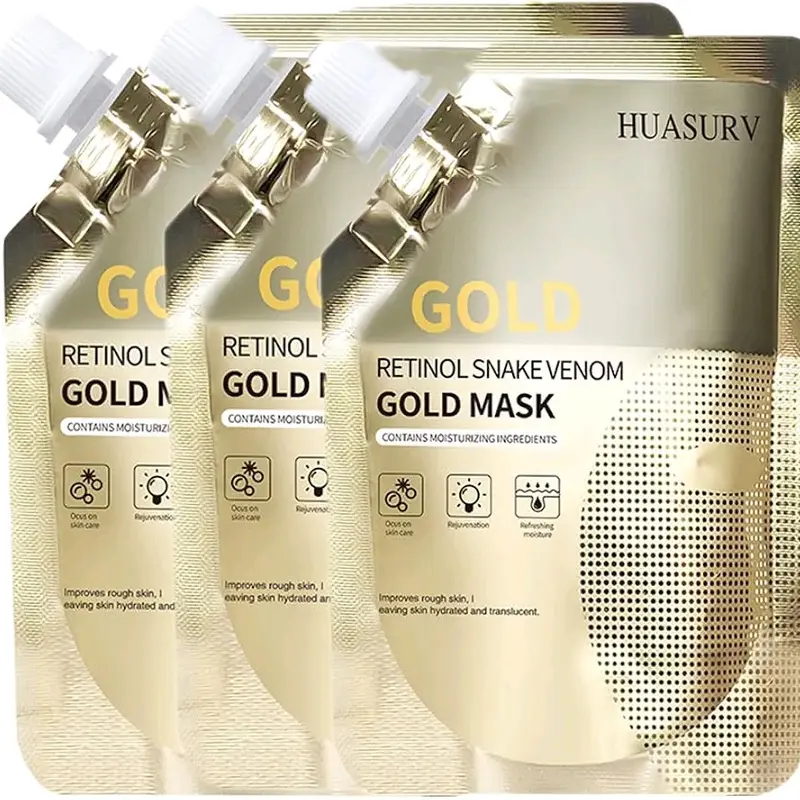 Masker Gold Retinol Huasurv Kosmetik Perawatan Wajah berminyak face mask kusam whitening pelembab maskerwajah bruntusandankusam Hyaluronic muka egg 2