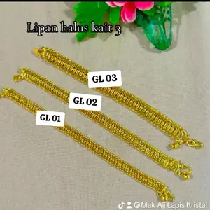 Gelang Lipan Halus Lapis Emas Balut Kristal Premium