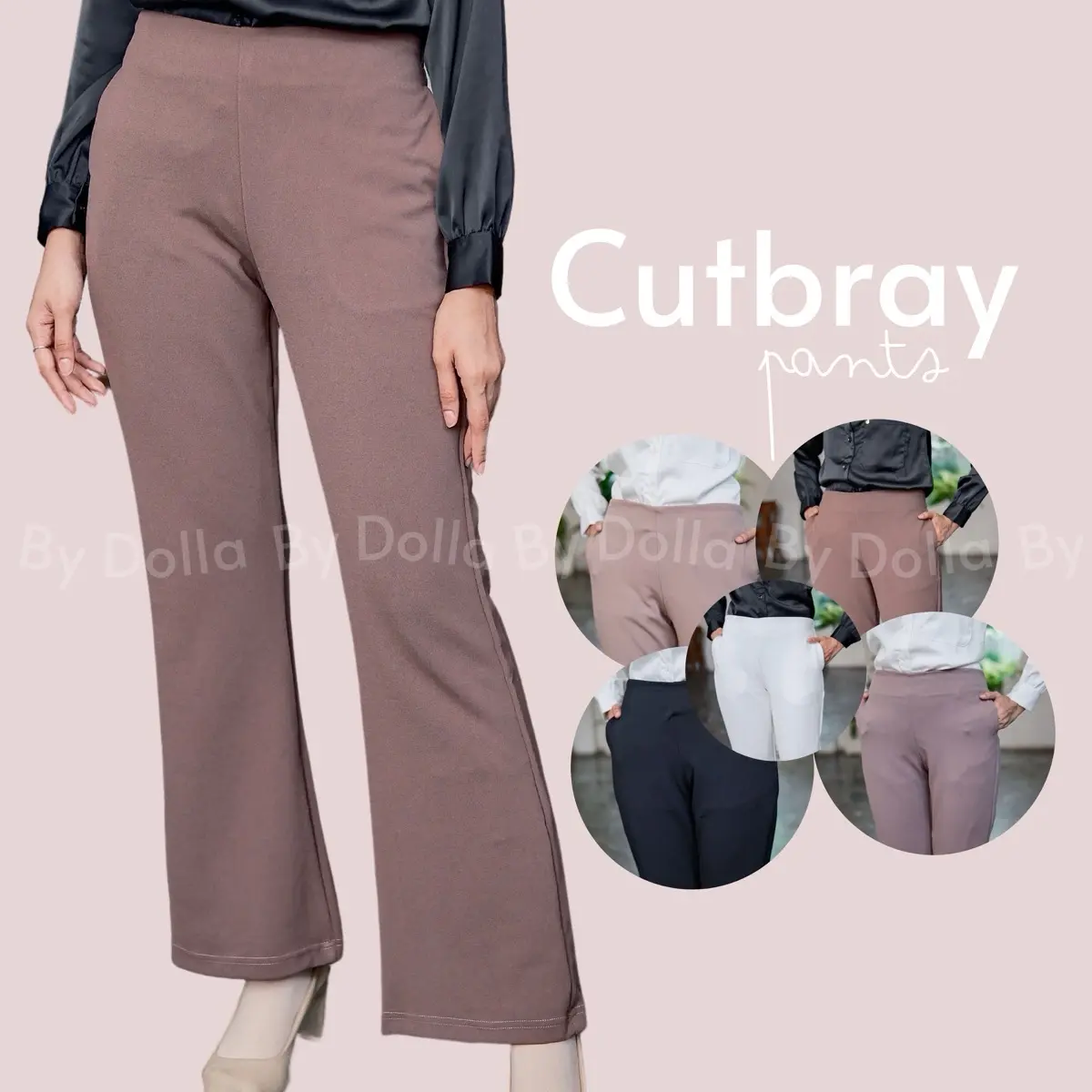 By Dolla - Kulot Cutbray - Wanita Muslim - Kain  Scuba Crape  Hitam Panjang Nyaman Katun