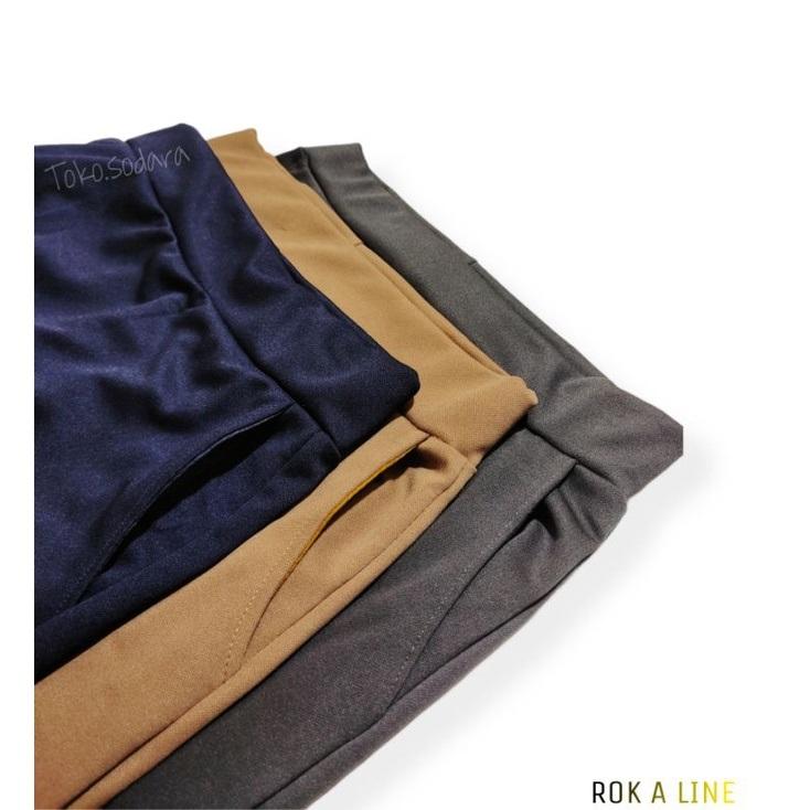 Rok A Line Mayung Panjang Scuba Premium Wanita Dewasa Kerja Midi Nyaman Casual Cantik 4