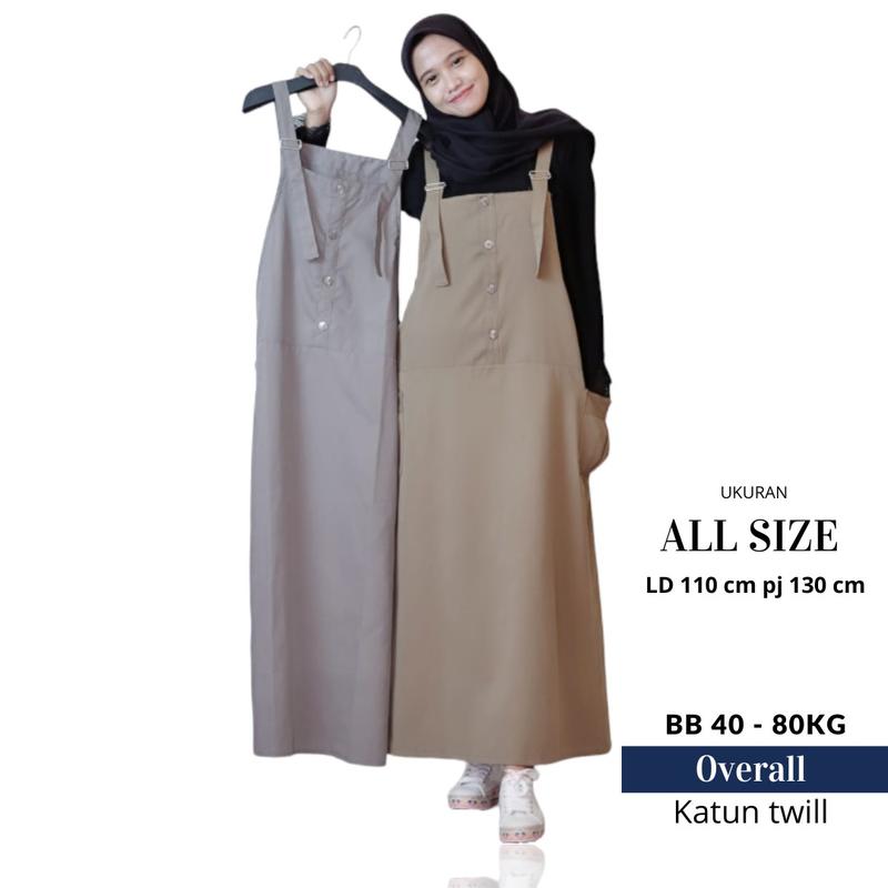 Overall wanita korean style terkini remaja dewasa panjang fashion muslimah 1
