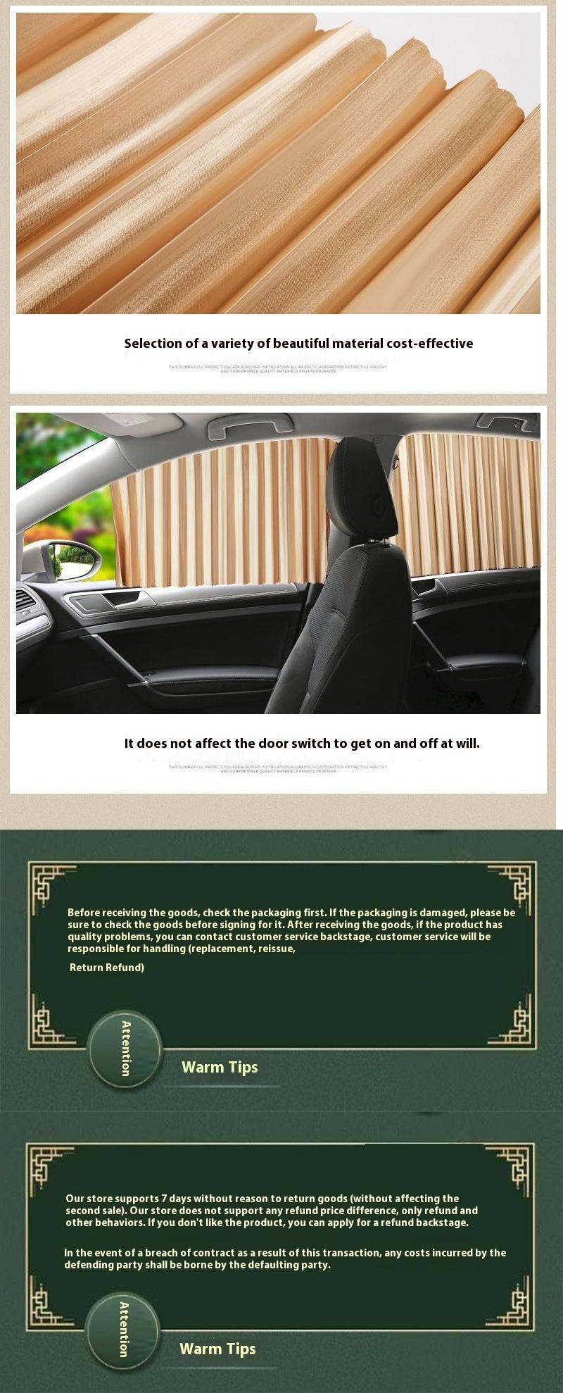 Product Introduction of Car sunshade, car sunshade, car window sunshade, sunshade, retractable track, side window, car interior magnetic curtain 3