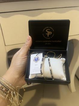 Product Review of Sky Choker Tali Warna Gold | Kombinasi gemstones lapis lazuli, blue sandstone, labradorite dan blue spinel dan pearl from D**n 0