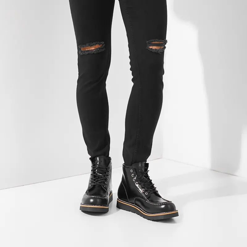 BEINWICKEL Sepatu Boots Pria - Moc Toe Boots Black 4