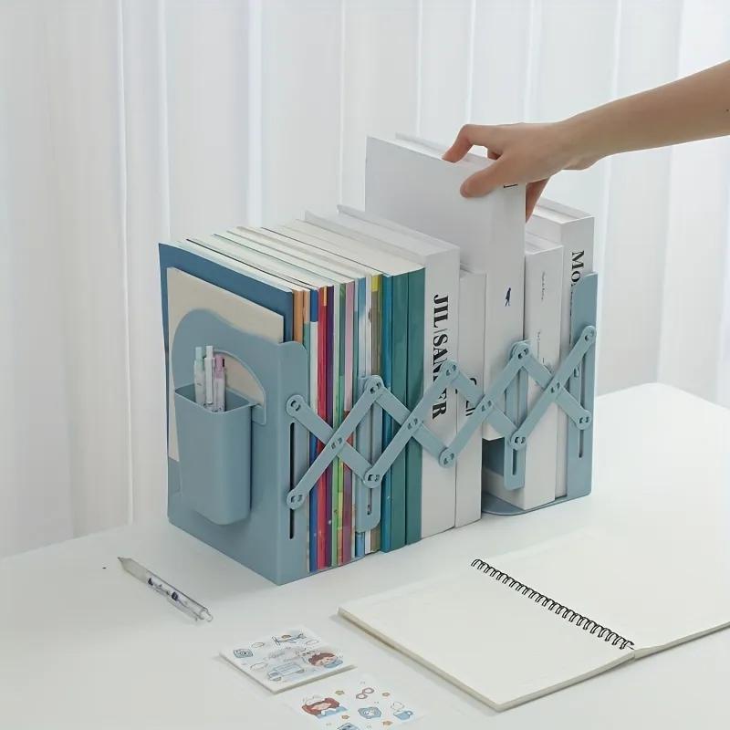 Book Bookshelf Holder Set With Shelves Retractable Office Support Organizer Accessories Desk Stand Pen Bookends For Adjustable 3