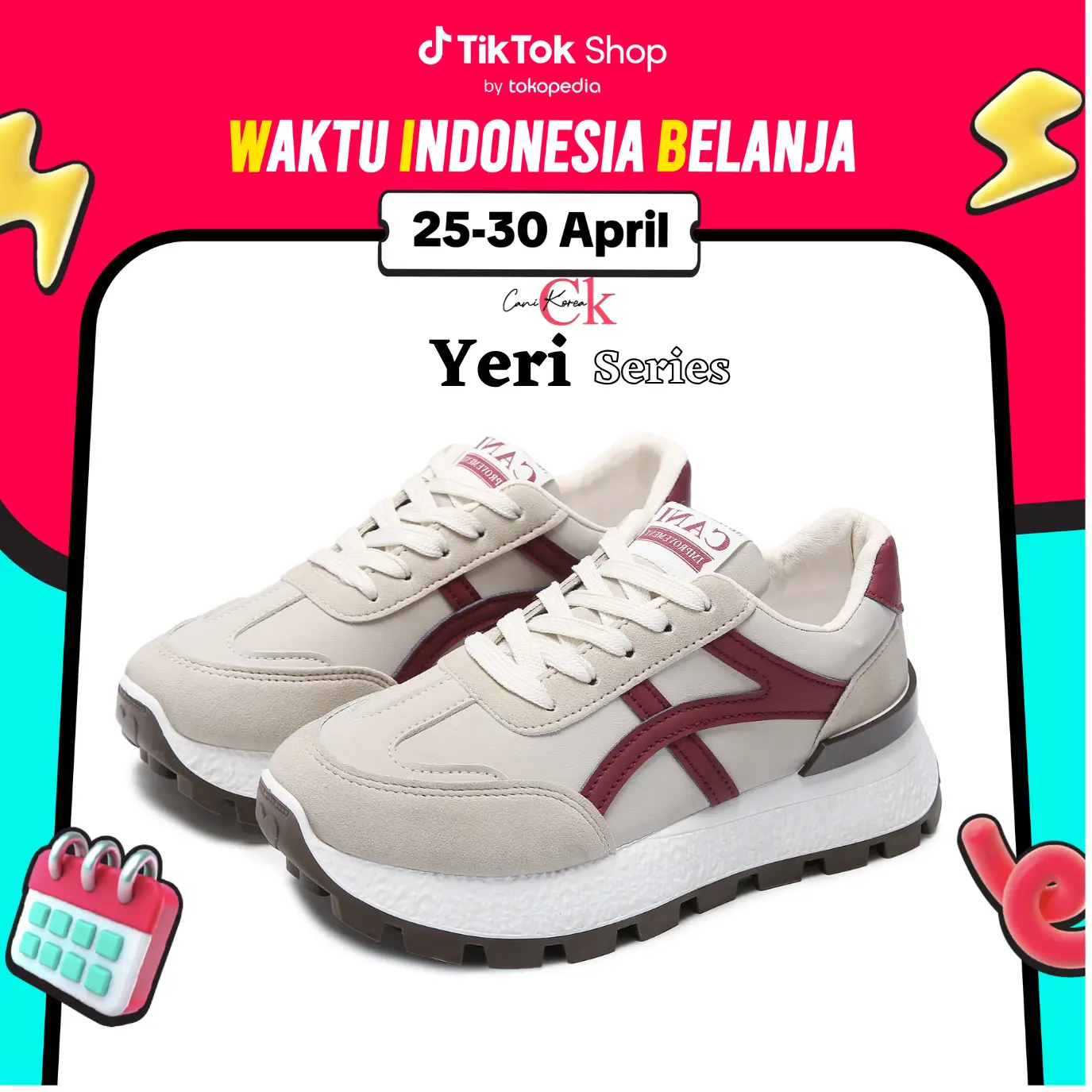 CANIKOREA Yeri Sepatu Wanita Kasual Sneaker Senam Sport Fashion Sol Karet Empuk K9238