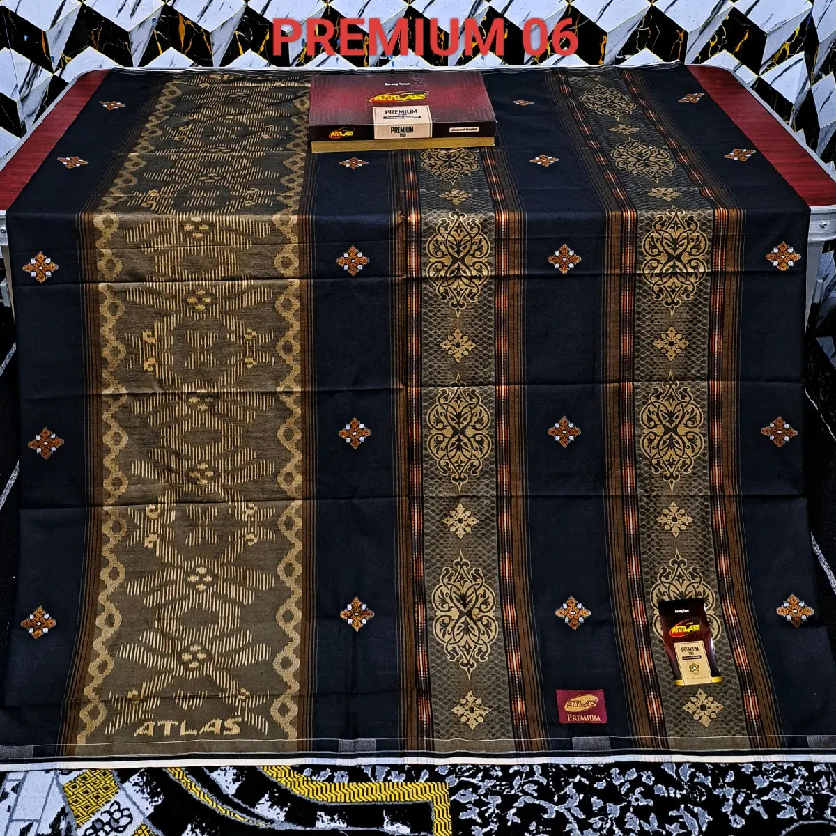 promo sarung atlas premium jaguard songket 790 motif ful timbul songket