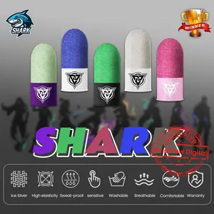 [Ice Silk Silver] BlueWow Shark Ultra-Thin Ice Silver Fiber Gaming Finger Sleeves - Breathable, Sweatproof, Seamless Fit，Precision for Enhanced Touchscreen Sensitivity