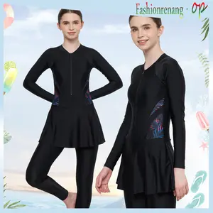 39088-02 Baju Renang Dewasa Lengan Cewek Wanita Satu Set Murah Celana Panjang Baju Renang Muslim