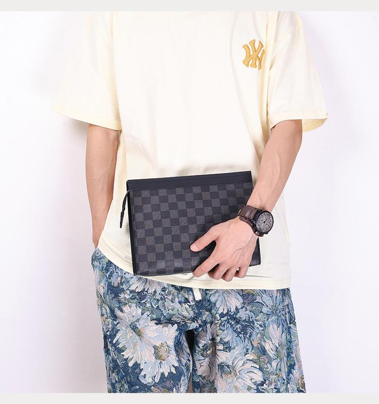 Product Introduction of Handbag Handbag 2023 new fashion men&#039;s bag plaid leisure business briefcase file bag envelope bag 1