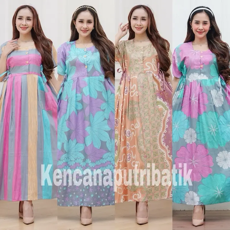 [KPB] 3pcs Daster Chibilongg Sematakaki Ld 110 pb 125 Busui kancing 3 Tali samping Ada kantong  mayung lebar bawah  Dress Wanita Bumil Rayon  Ibu Menyusui[MOTIF DAN WARNA RANDOM]