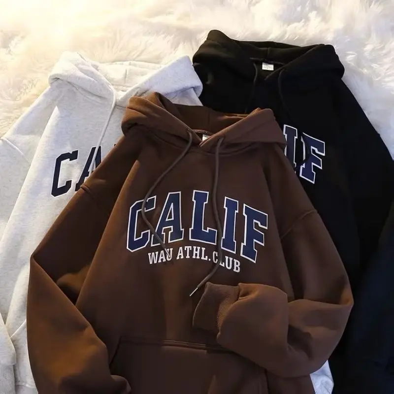 Hodie Hoodie CALIF CLUB Jacket Jumper Bigsize Plus Size XXXXL XXXL 2XL 4L 5XL Street Style Urban Hop Hop Harajuku Style Fleece Premium Pria Wanita Jaketin Aja Katun Unisex Maroon Cream Hitam Grey Dark Brown Coklat Tua Oversize Jumbo Fleece