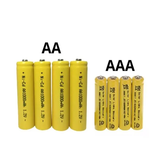 Baterai Batre Cas Batrei Charger Recharge AA 1000mAh 1000 mAh dan AAA 600mAh 600 mAh Bisa Isi Ulang Ni cd Rechargeable Battery A2 dan A3 High Quality NI-CD Batteries 1.2v Kuning