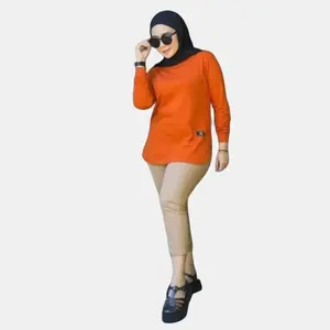 KAOS POLOS JUMBO KAOS BABYTERRY BB 90 kg ATASAN WANITA LENGAN PANJANG Lembut Muslim
