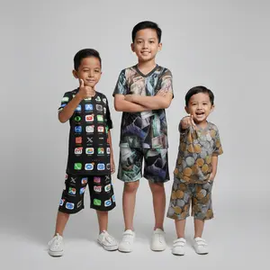 Setelan Jersey Anak Fullprint Laki-Laki Perempuan Gambar HP Uang Koin Gadget