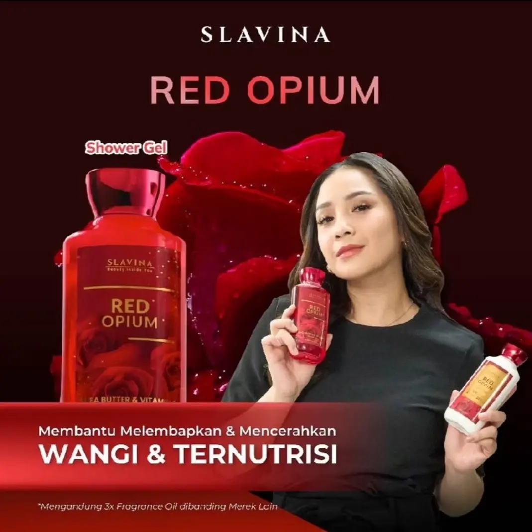[DOKTIF APPROVED] SLAVINA RED OPIUM SHOWER GEL  330ML SABUN UNTUK KULIT KERING