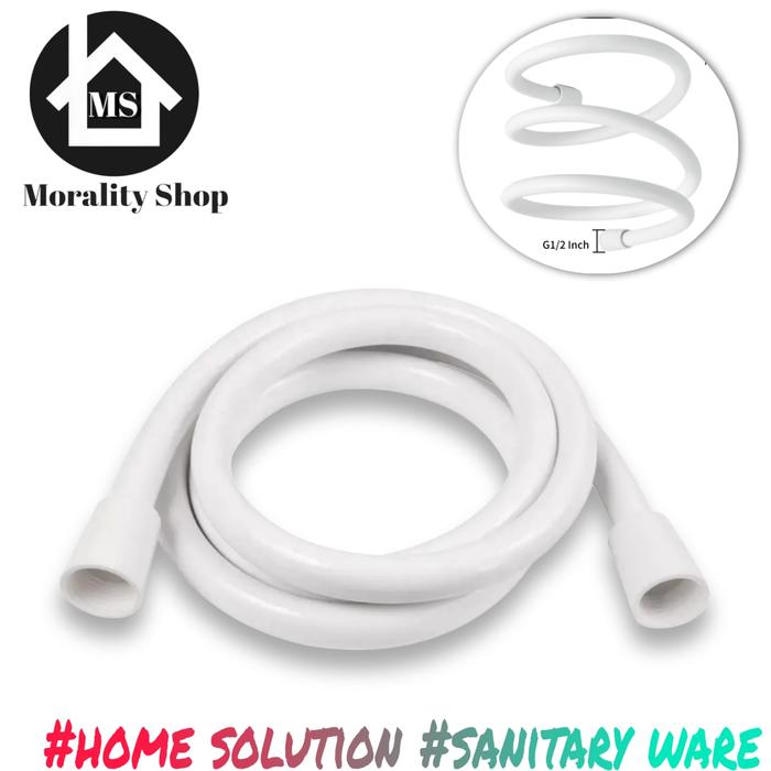 Gambar selang shower pvc cebok murah 120cm / selang shower mandi 1/2 inch plastik putih murah 150cm 200cm B52 dari Morality Shopping Kota Administrasi Jakarta Barat Tokopedia