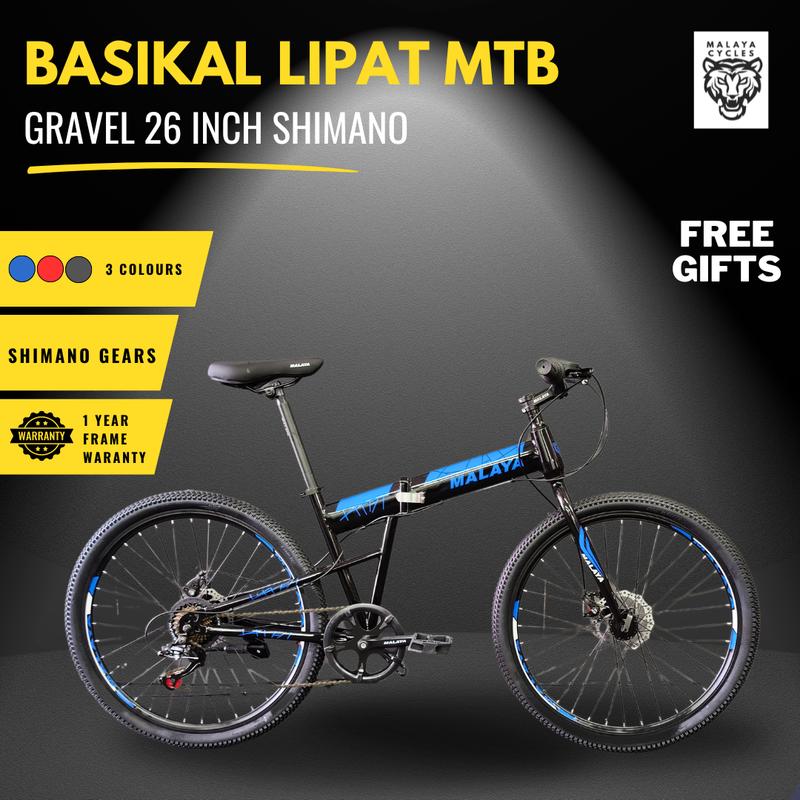 Basikal Lipat Shimano GRAVEL BIKE 26 inch folding light weighted