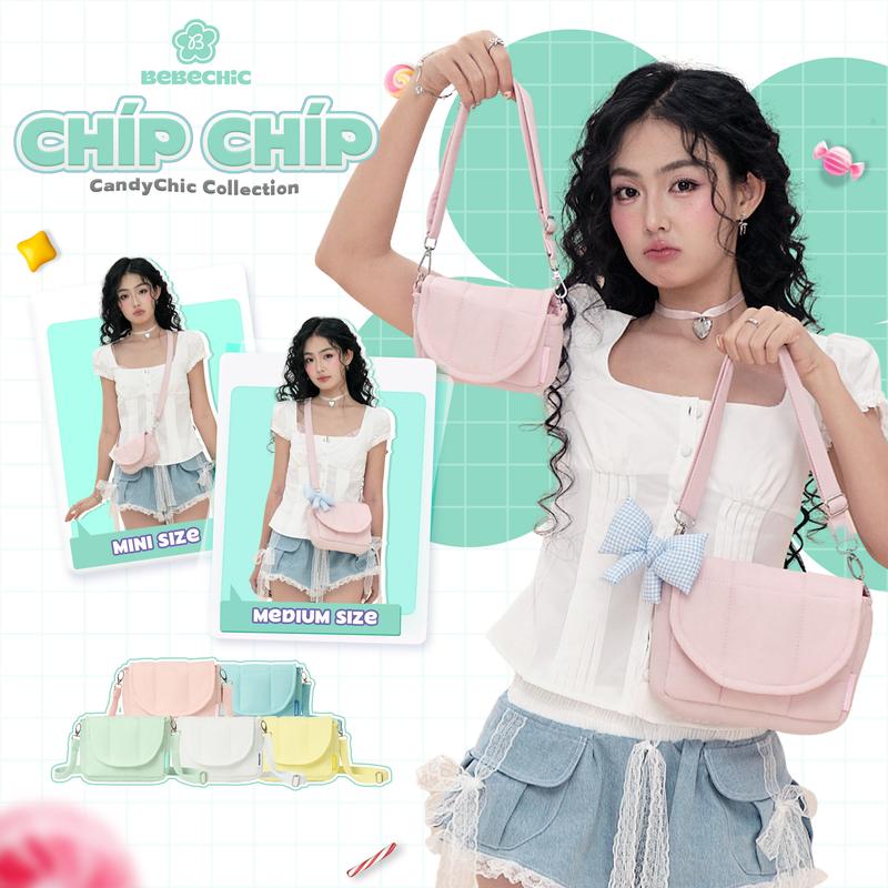 [BST CandyChic] Túi Phao Chần Bông Chíp Chíp, Túi Đeo Chéo Đứng Form Vải Dù BA01 BEBECHIC