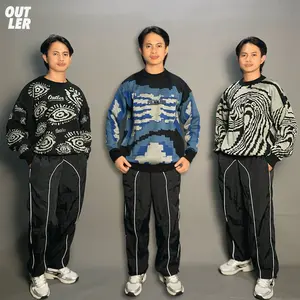 OUTLER SWEATER RAJUT KNITWEAR WOLL KATUN 12 FIT RAJUT TEBAL DAN HALUS KERAH CREWNECK POLA GOMBRONG