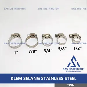 Klem Selang Stainless Hose Clamp 1/2" 3/4" 5/8" 7/8" 1" 1 1/4" 1 1/2" 2" inch / Jepitan Selang Gas