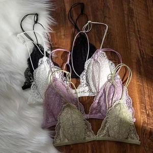 Đồ Lót Cúp Tam Giác Ren Phía Trước Kiểu Pháp, Dành Cho Nữ, Không Gọng, Đẩy Lên, Siêu Mỏng, Dây Đeo Spaghetti Áo Ngực Lưng Đẹp, Thích Hợp Cho Mùa Hè