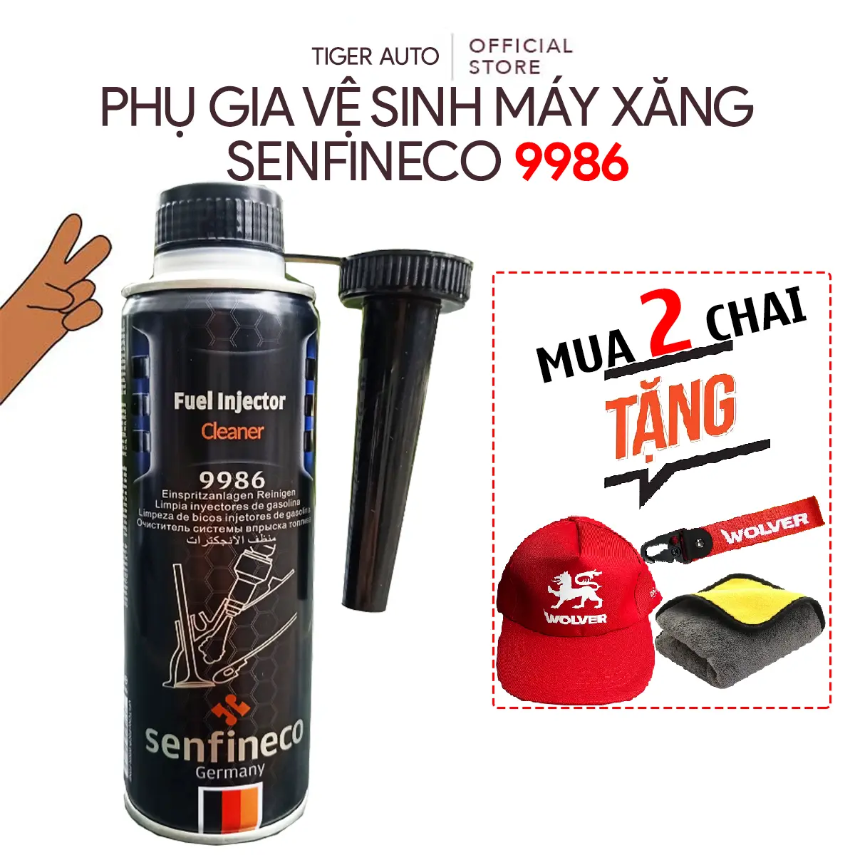 Senfineco 9986 300ml (Mẫu Mới), Phụ Gia Súc Béc Và Vệ Sinh Kim Phun Oto Máy Xăng, Nhập Khẩu Đức
