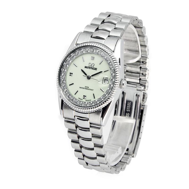 Mirage Watch - Jam Tangan Analog Wanita Casual Silver Permata RX M Tahan Air Kaca Stainless Watches 7