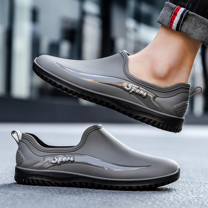 Ủng đi mưa, ống ngắn, dành cho nam giới, cỡ lớn, kiểu mới 2024, thích hợp cho công trường xây dựng, cổ thấp, giày đi mưa, giày đi nước nhà bếp, ấm áp, không thấm nước, chống trượt, giày cao su bền