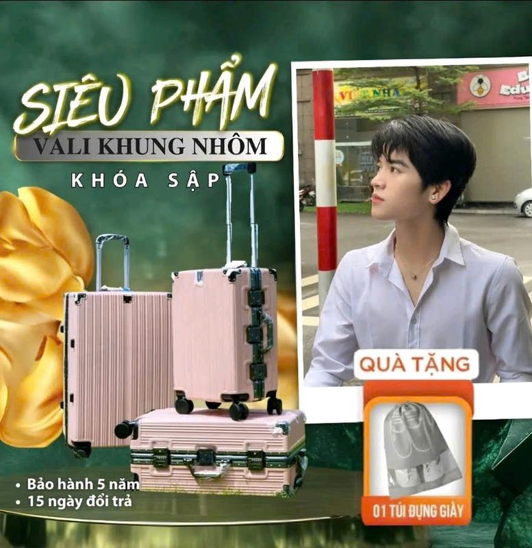 LUX979 Vali khung nhôm khoá sập, Nhựa PC cao cấp, 2 Ngăn Khoá Kéo Kín,Có Ngăn…